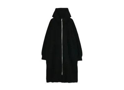 Yohji Yamamoto Y's POLYESTER/WOOL PLAIN STITCH LONG FOODIE COAT "Black"