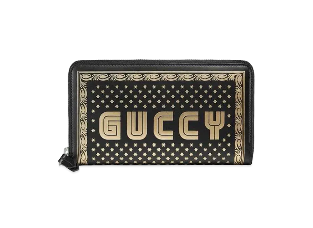 GUCCI Guccy Zip Around Wallet "Black/Gold"