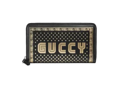 GUCCI Guccy Zip Around Wallet "Black/Gold"