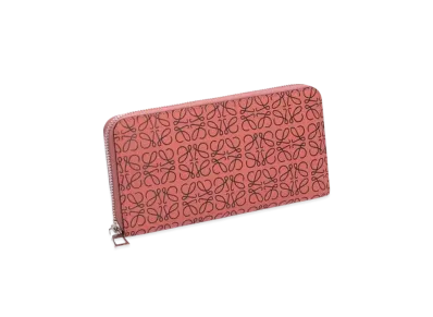 LOEWE Leather Anagram Round Zipper Wallet "Rosa Tulipan"