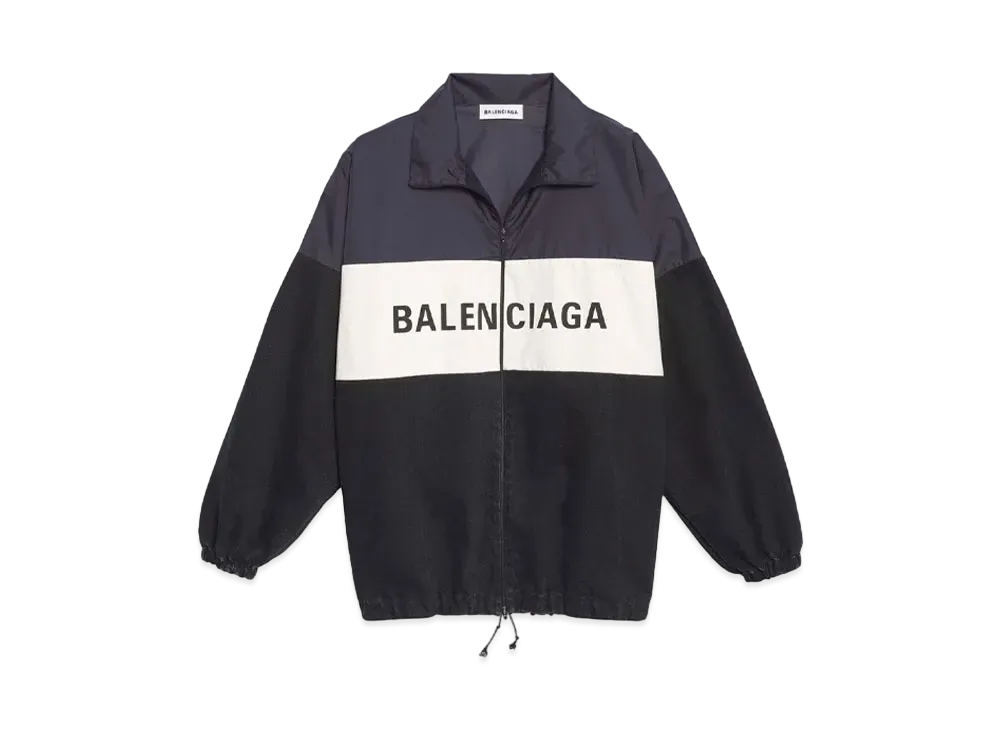 BALENCIAGA Logo Nylon Denim Track Jacket "Black"