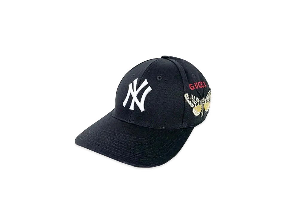 グッチ  x ニューヨーク ヤンキース ベースボールキャップ バタフライ エンブロイダリー "ブラック"