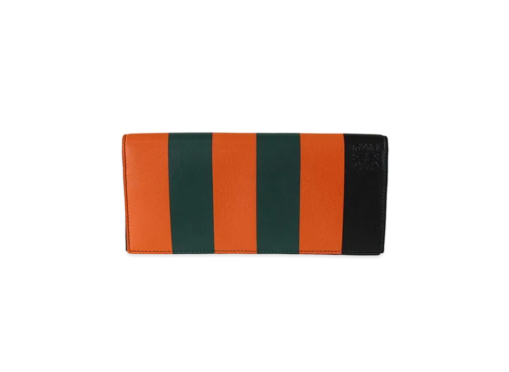 LOEWE Striped Leather Wallet ”Orange/Green/Black”