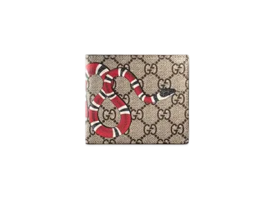 GUCCI Kingsnake Print GG Supreme Coin Wallet "Beige/Ebony"