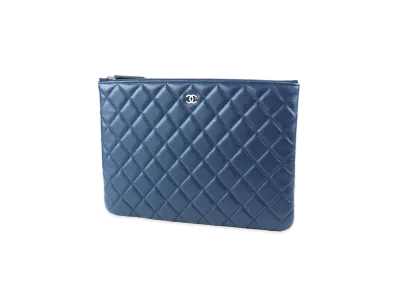 CHANEL Lambskin Matelasse Clutch Bag "Navy"