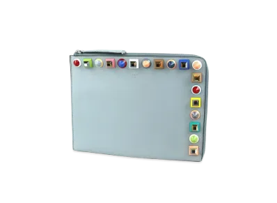 FENDI Multi Studs Clutch Bag "Gray"