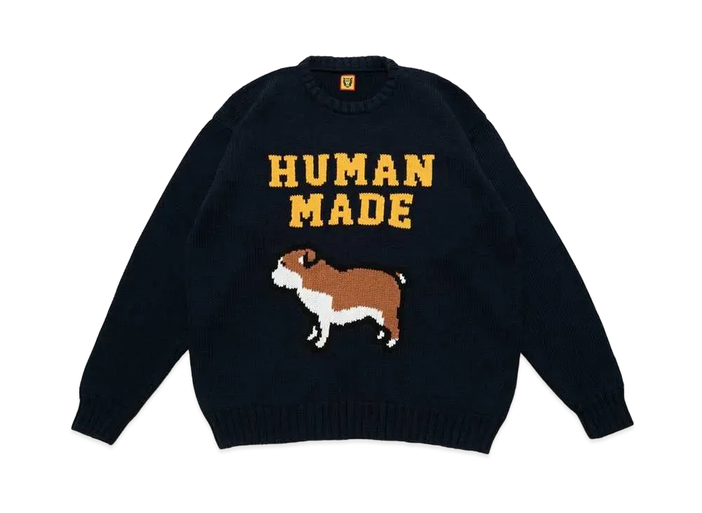 HUMAN MADE COTTON KNIT SWEATSHIRT "Navy"