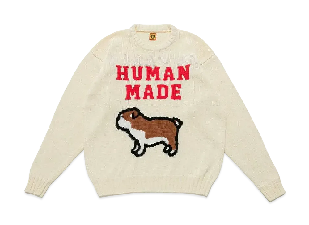 HUMAN MADE COTTON KNIT SWEATSHIRT "White"