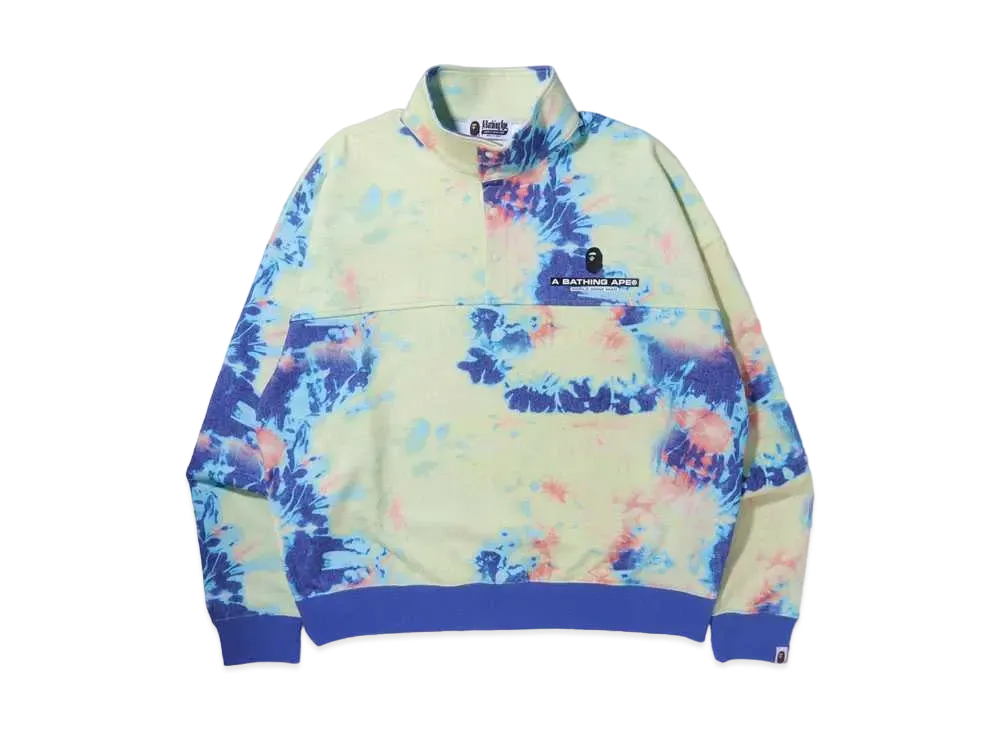 A BATHING APE TIE DYE STAND COLLAR LOOSE FIT SWEAT "Multi"