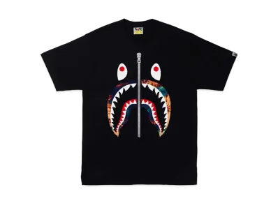 A BATHING APE TIE DYE SHARK TEE "Black Navy"