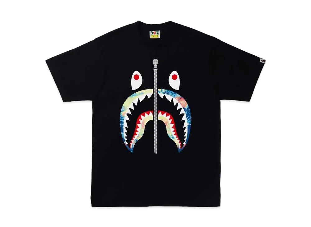 A BATHING APE TIE DYE SHARK TEE "Black Multi"