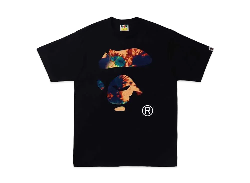 A BATHING APE TIE DYE APE FACE TEE "Black Navy"