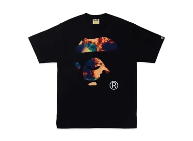 A BATHING APE TIE DYE APE FACE TEE "Black Navy"