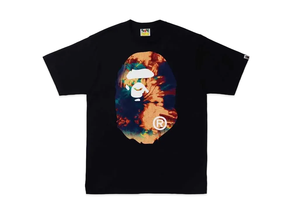 A BATHING APE TIE DYE BIG APE HEAD TEE "Black Navy"