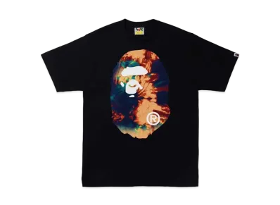A BATHING APE TIE DYE BIG APE HEAD TEE "Black Navy"