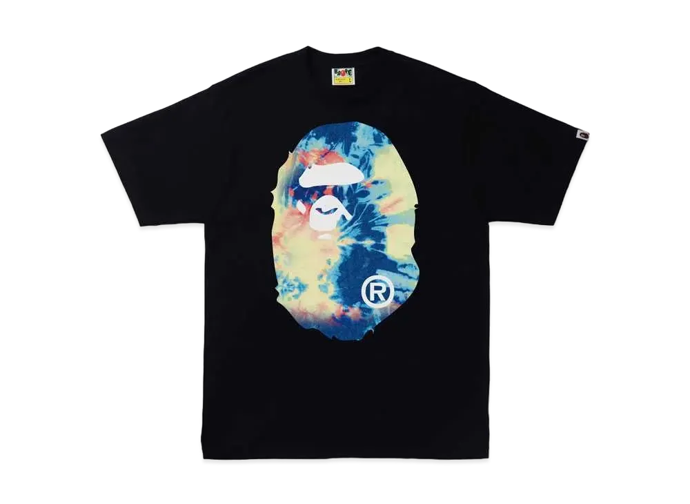 A BATHING APE TIE DYE BIG APE HEAD TEE "Black Multi"
