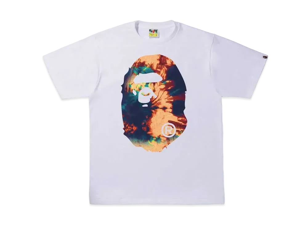 A BATHING APE TIE DYE BIG APE HEAD TEE "White Navy"