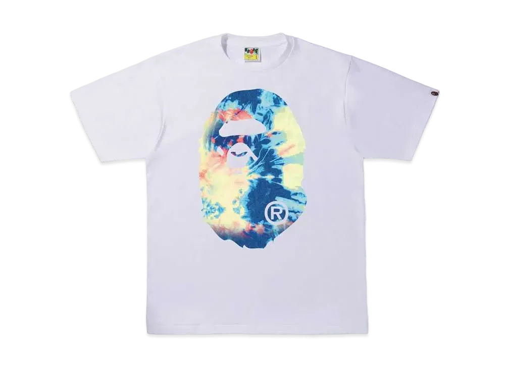 A BATHING APE TIE DYE BIG APE HEAD TEE "White Multi"