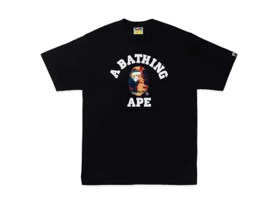 A BATHING APE TIE DYE COLLEGE TEE "Black Navy"