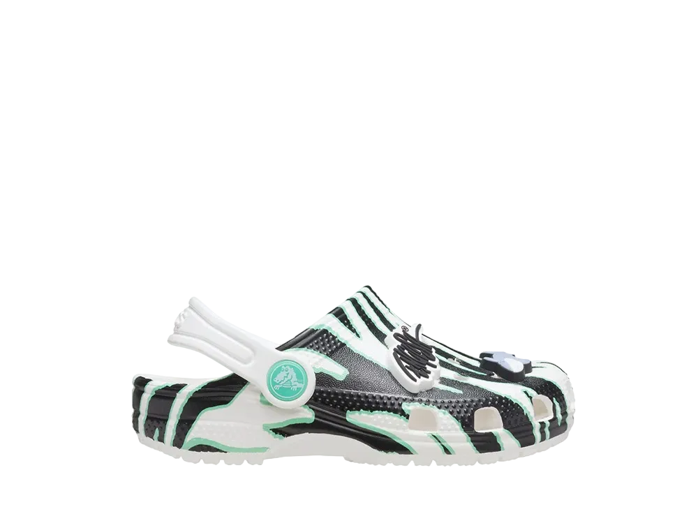 ロン・イングリッシュ × パーティ アニマルズ × クロックス PS クラシック クロッグ "ゼブラ ホワイト"(キッズ)