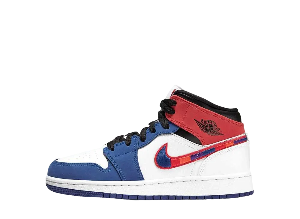 ナイキ GS エアジョーダン1 ミッド "ラッシュ ブルー ユニバーシティ レッド"