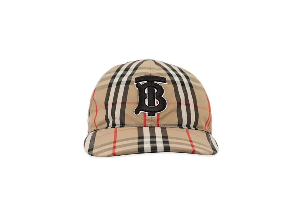 Burberry Monogram Motif Vintage Check Cotton Baseball Cap "Archive Beige"