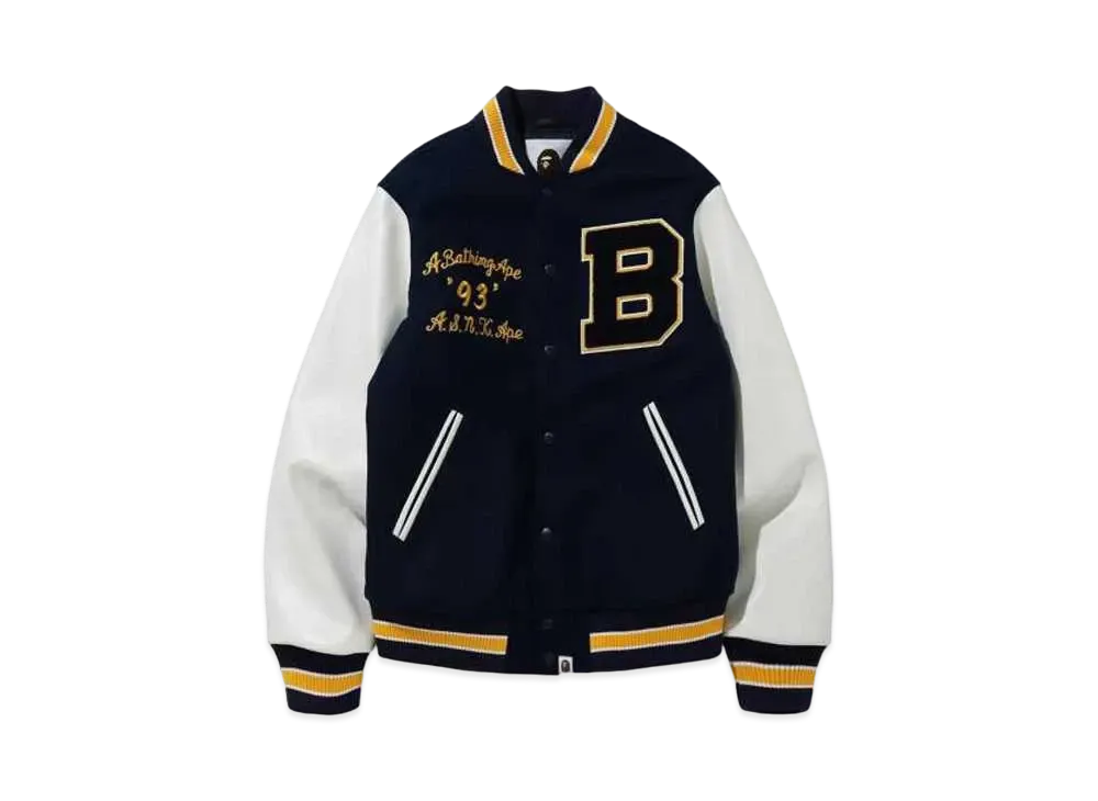 A BATHING APE Varsity Jacket "Navy"