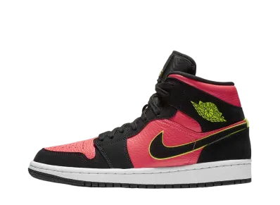 ナイキ ウィメンズ エアジョーダン1 ミッド "ブラック ホット パンチ"