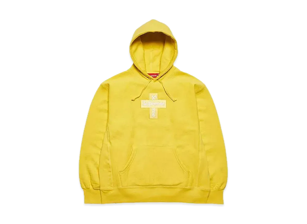 Supreme Cross Box Logo Hooded Sweatshirt "Yellow"