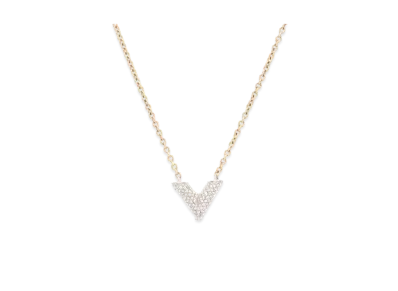 Louis Vuitton Essential V Strass Pendant Rhinestone GP "Gold"