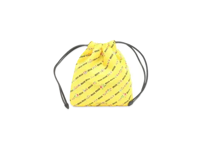 MIU MIU Flower Print Drawstring Purse "Yellow"