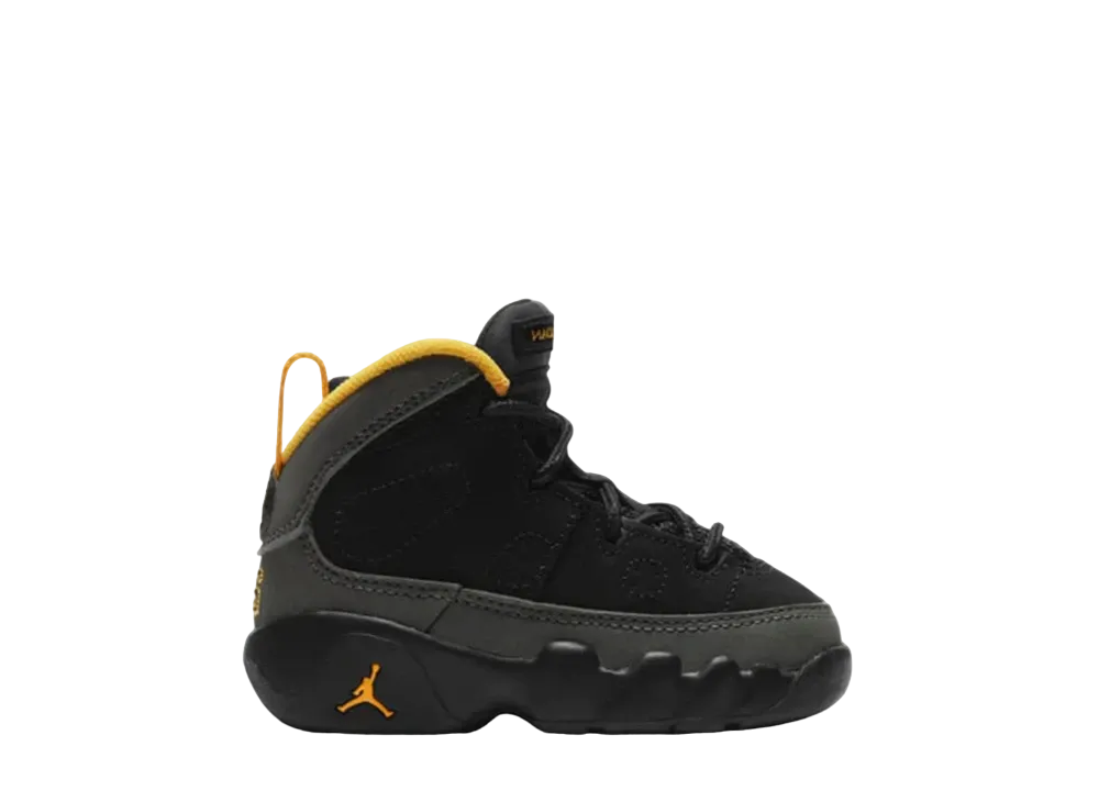 ナイキ TD エアジョーダン9 レトロ "ダークチャコール/ユニバーシティーゴールド"(キッズ)