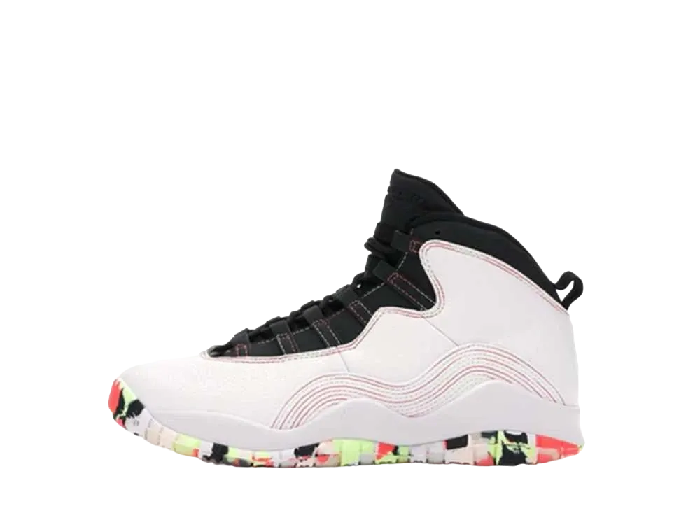 ナイキ GS エアジョーダン10 レトロ "ホワイトベアリー ボルト エンバー グロー"