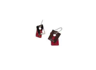 Dior Hotel Keyhole Plate Earring "Red/Silver"
