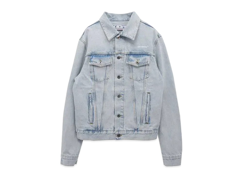 OFF-WHITE c/o Virgil Abloh MENS DIAG TAB SLIM DENIM JACKET "Bleach Blue"