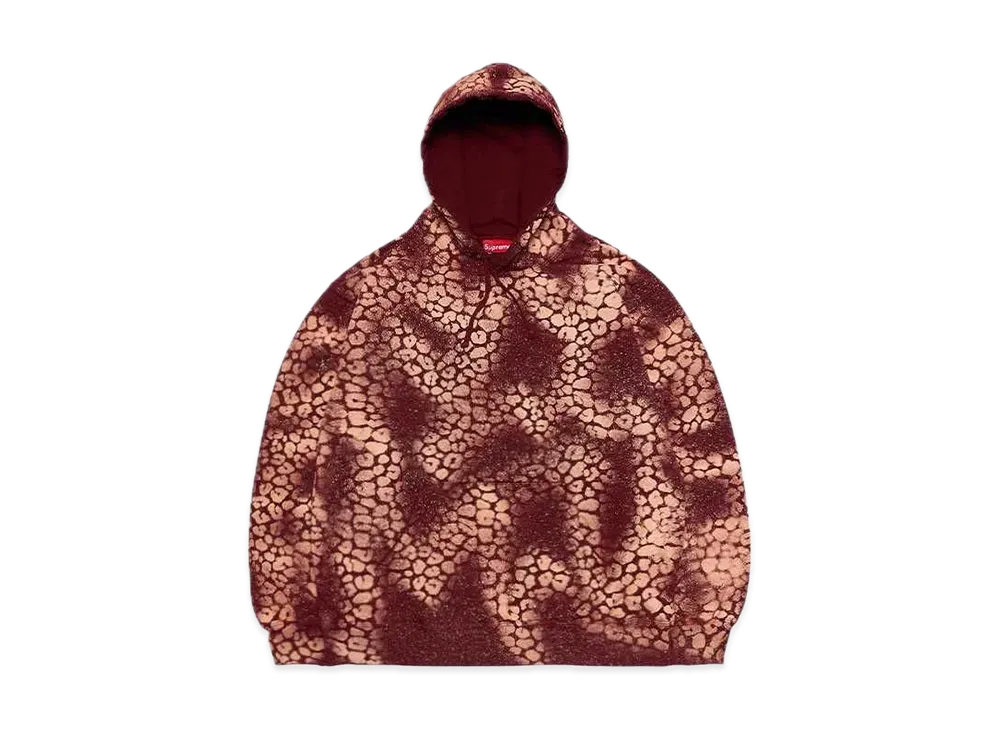 Supreme Bleached Leopard Hooded Sweatshirt "Cardinal"