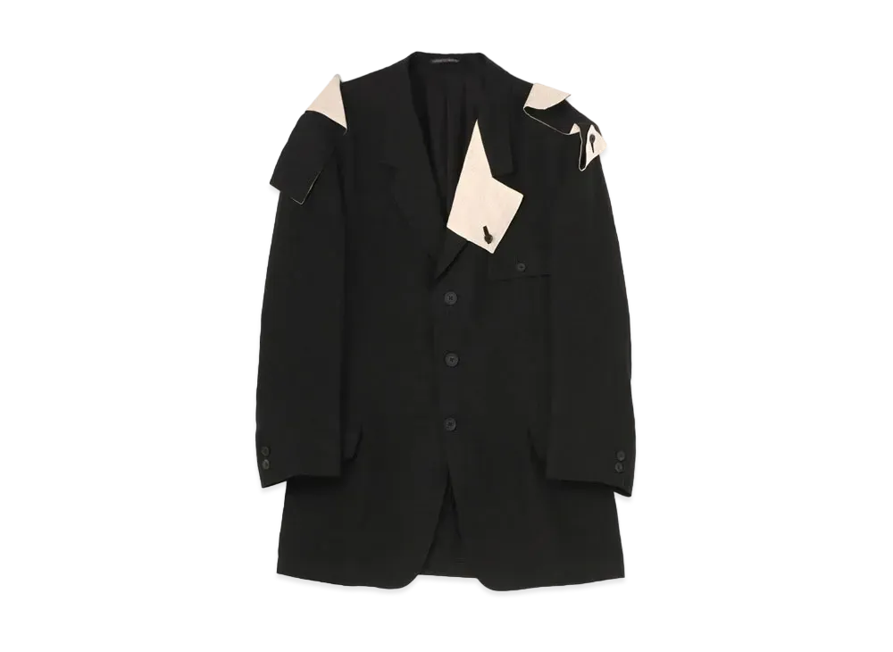 Yohji Yamamoto Pour Homme BELGIUM LINEN SQUARE TAB JACKET "Black"