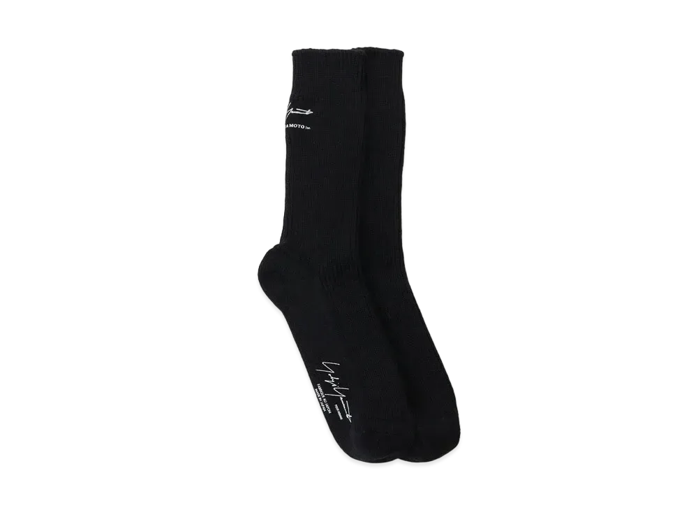 Yohji Yamamoto Pour Homme 30/2C/1X1 RIB MILITARY SOCKS "Black"