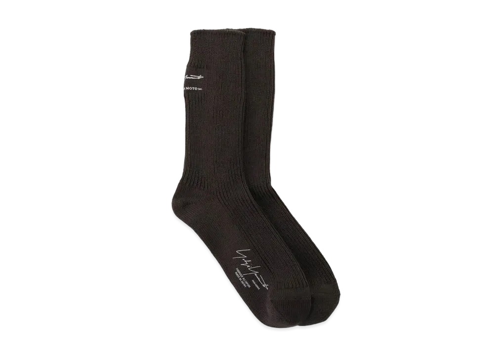 Yohji Yamamoto Pour Homme 30/2C/1X1 RIB MILITARY SOCKS "Charcoal"