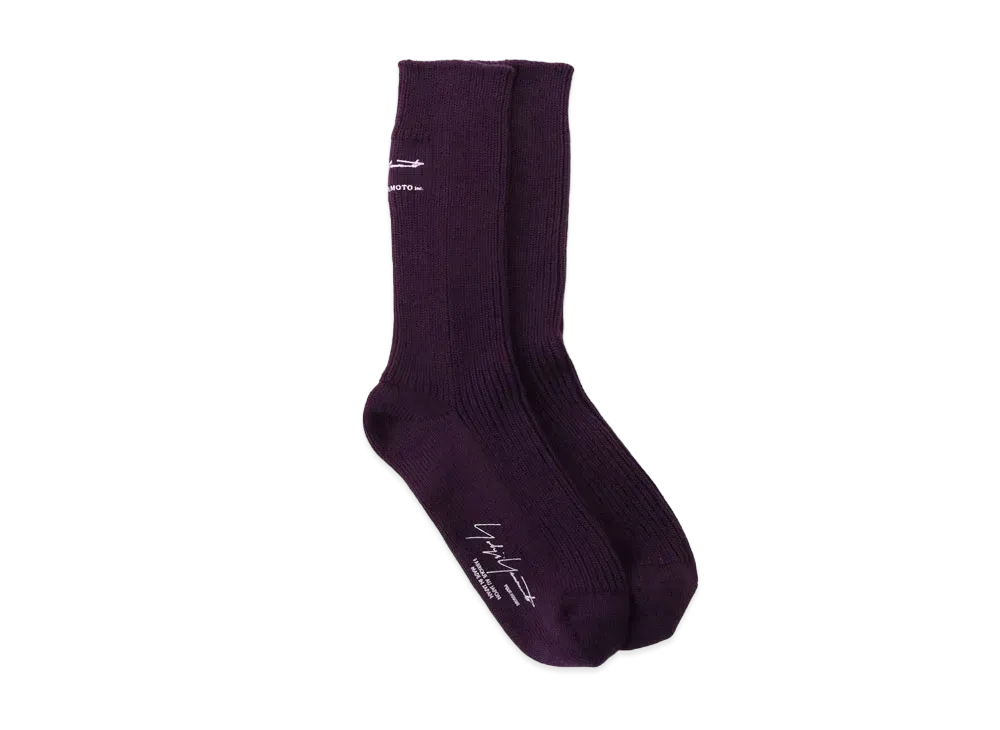 Yohji Yamamoto Pour Homme 30/2C/1X1 RIB MILITARY SOCKS "Purple"