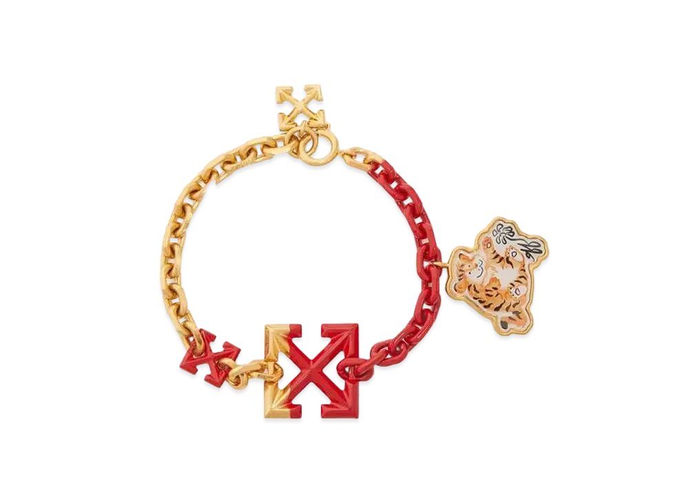 OFF-WHITE Lny Painted Arrow Bracelet "Gold Red"