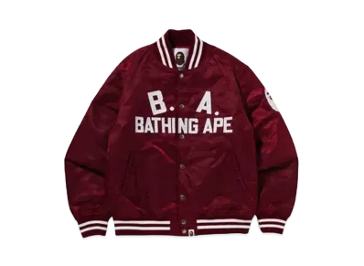 A BATHING APE B.A. NYLON VARSITY JACKET "Blugundy"