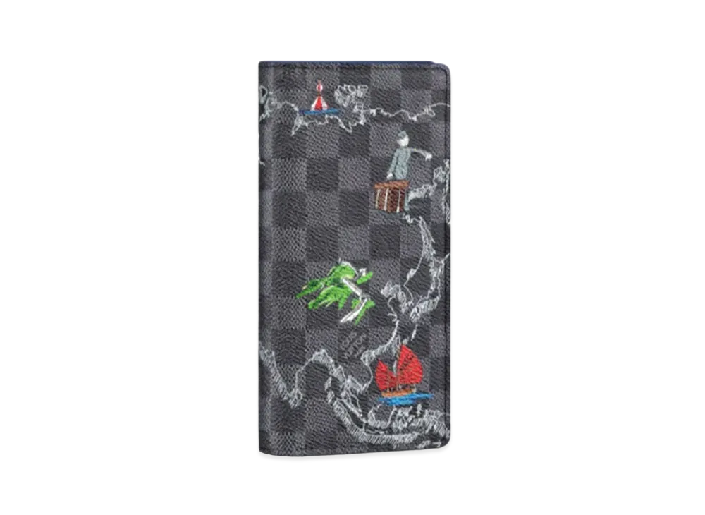 Louis Vuitton Brazza NM Wallet Damier Graphite Map