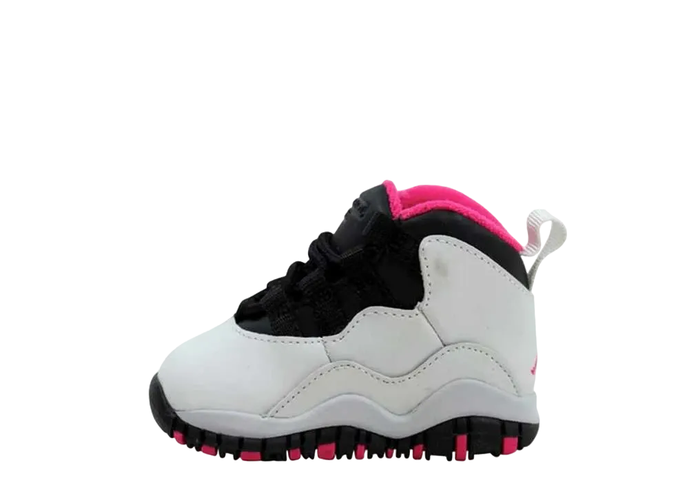 ナイキ TD エアジョーダン10 レトロ "ピュア プラチナム/ヴィヴィッド ピンク/ブラック"(キッズ)