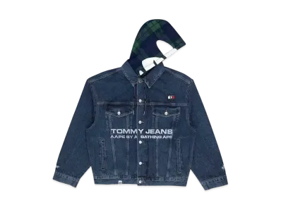 AAPE x Tommy Checked Hood 2WAY Denim Jacket "Demin"