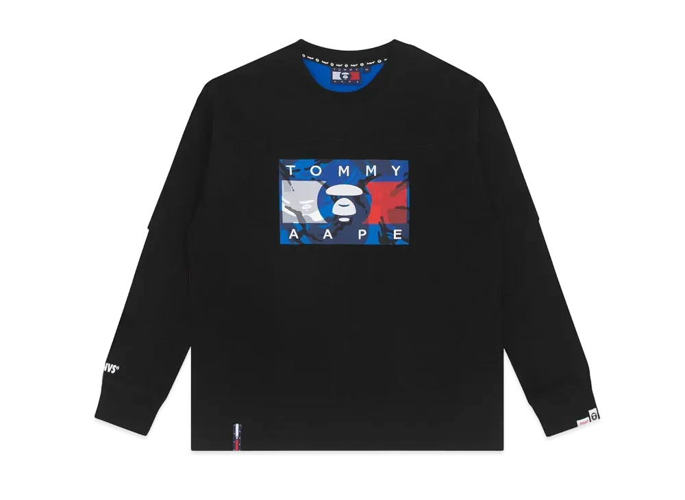 AAPE x Tommy Faux Layered Logo T-Shirt "Black"