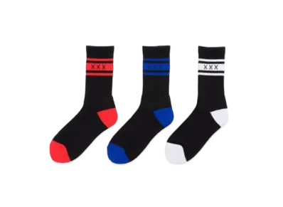 GOD SELECTION XXX SOCKS (3PIECE 1PACK) GX-A22-SO-01 "Black/Red Black Blue ・ Black/White"