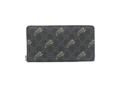 GUCCI GG Supreme Tiger Print Round Zip Wallet