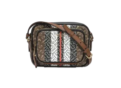 Burberry Monogram E-Canvas Stripe Small Camera Bag "Bridle Brown"