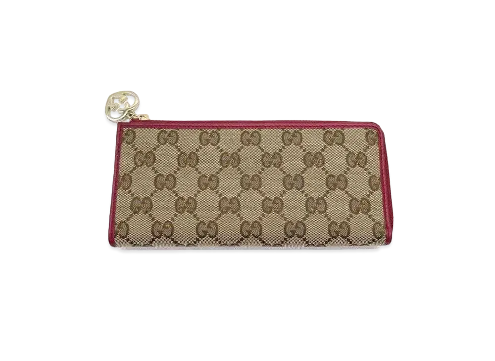 GUCCI GG Canvas Heart Charm Wallet